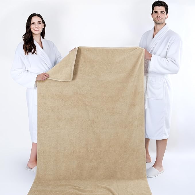 Cotton Paradise 100% Cotton 40x80 Oversized Bath Sheet, Extra Large Turkish Bath Towels for Bathroom, Beige Bathsheet