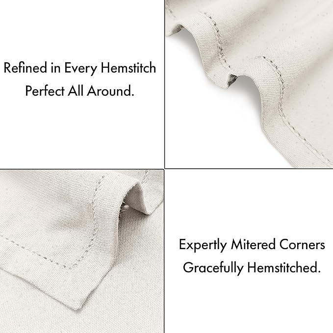 Ruvanti Cloth Napkins Set of 12, 100% Cotton High GSM 18x18 Inches, Hem Stitched Corners, Soft, Washable, Durable & Absorbent, Perfect for Parties, Christmas, Thanksgiving Dinners – Natural Color