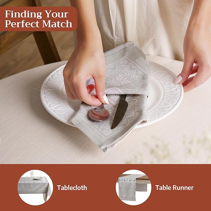 Maison d' Hermine Cloth Napkins Set of 4 100% Cotton for Thanksgiving Christmas Decorations Everyday Reusable Square Fall Napkins Cloth Washable Dinner Party (Cozy Christmas, 20"x20")