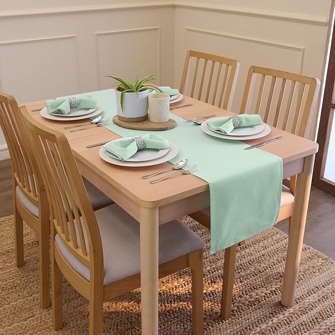 Encasa XO Mint Green Cloth Napkins Set of 6, 17"x17" | Solid Color Cotton Dinner Napkins | Washable & Reusable Wedding Napkins for Holiday Dinners, Party, & Everyday Table Decor
