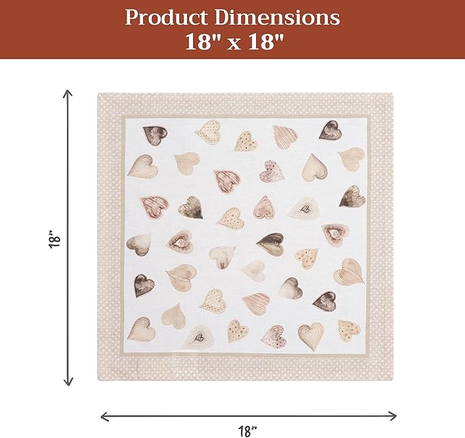 Maison d' Hermine Cloth Napkins Set of 4 100% Cotton Everyday Reusable Square Napkins Cloth Washable Dinner Party Wedding Restaurant Gifts for Mothers Day Spring/Summer (Lovely Hearts, 18" x 18")