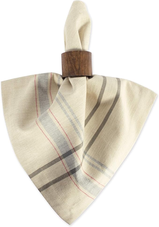 DII French Stripe Tabletop Collection Farmhouse Style Dining Table Linen Napkin Set, 20x20, Taupe/Gray, 6 Piece