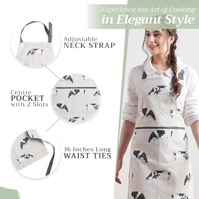 Maison d' Hermine 100% Cotton Apron for women with Pocket Kitchen Chef Apron for Men Cooking Mothers Day Gifts
