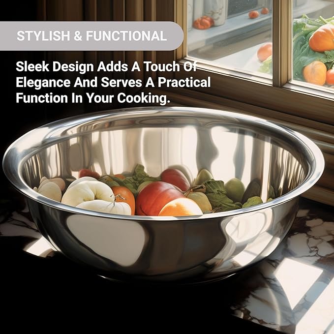 American Metalcraft 16" Stainless Steel Mixing Bowl - 13-Quart Durable Metal Bowls for Mixing, Large Stainless Steel Bowl
