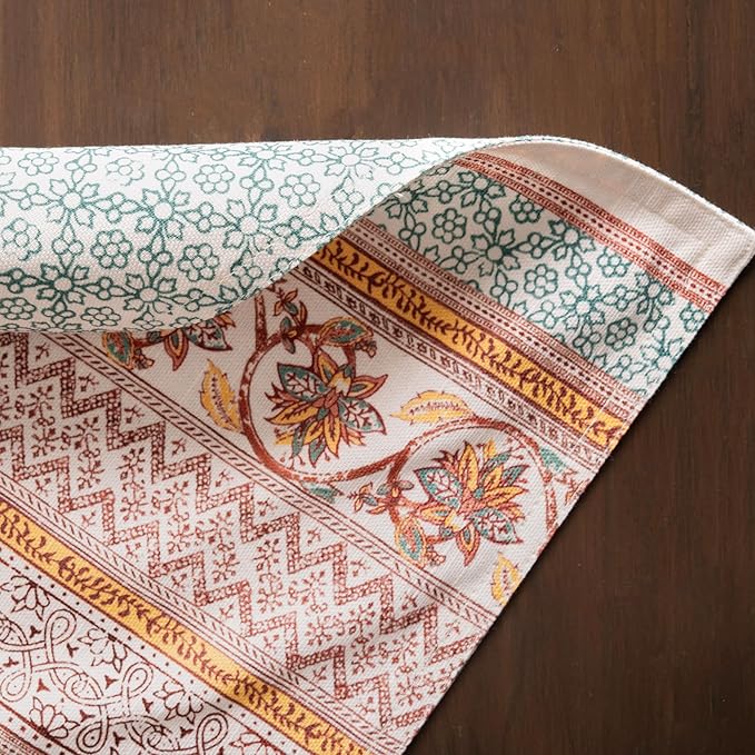 Maison d' Hermine Placemats Set of 4 100% Cotton Washable Cloth Place Mats, Reusable Table Mats for Thanksgiving Christmas Decorations Kitchen Dining Party Wedding Restaurant (Nila, 13" x 19")