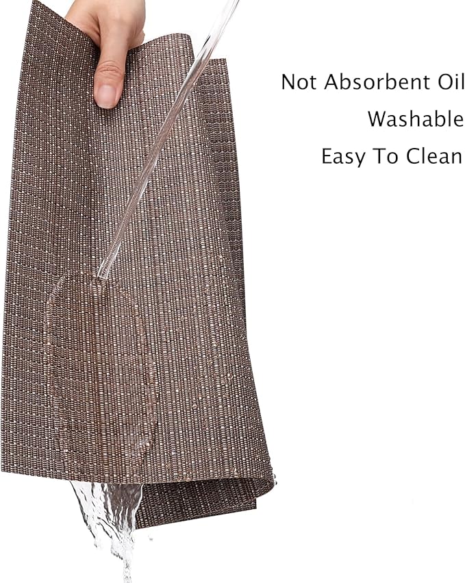 Myir JUN Placemats Set of 10, Vinyl Woven Placemats Place Mats Indoor Set of 10 Washable Table Mats Non-Slip Place mats for Dining Table (Coffee)