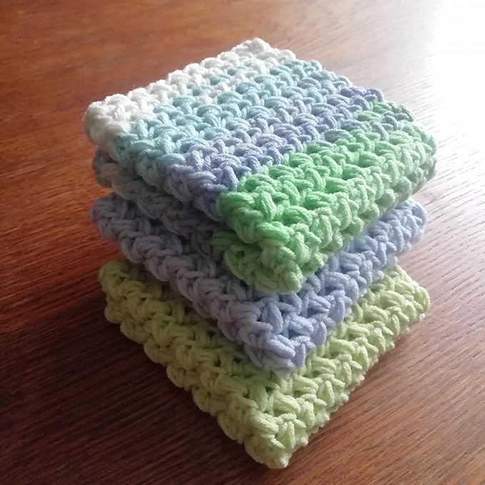 Set 3 Cotton Pastel Dish Rags Crochet Reusable Washcloth Knitted Volume Kitchen Dish Cloth Absorbente Widely Use