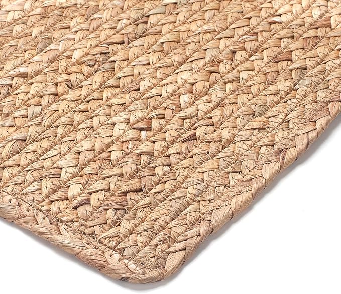 Woven Placemats Set of 6, 17" x 12" Rattan Table Mats, Natural Water Hyacinth Chargers for Dinner Plates, Wicker Placemats for Dining Table, Home, Wedding