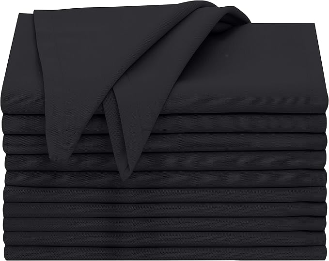 Ruvanti Cloth Napkins Set of 12, 18x18 Inches, 100% Cotton, Washable, Soft & Absorbent, Perfect for Wedding, Christmas, ‎Thanksgiving Dinners - Black Beauty