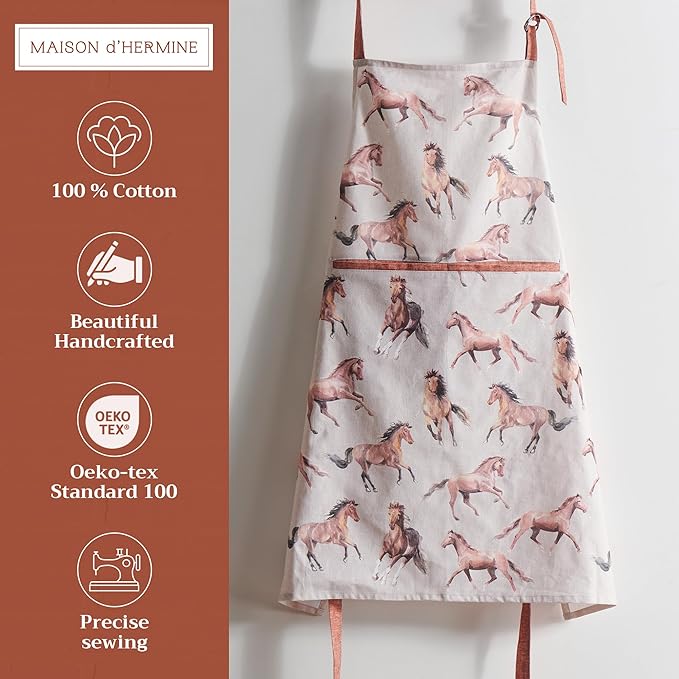 Maison d' Hermine 100% Cotton Apron for women with Pocket Kitchen Chef Apron for Men Cooking Mothers Day Gifts