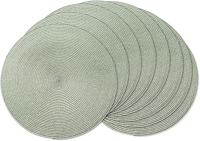 AHHFSMEI Round Placemats Set of 8 Heat Resistant Washable Non-Slip Woven Braided Table Mats for Dining Table Kitchen & Home Decor (Sage Green,8)