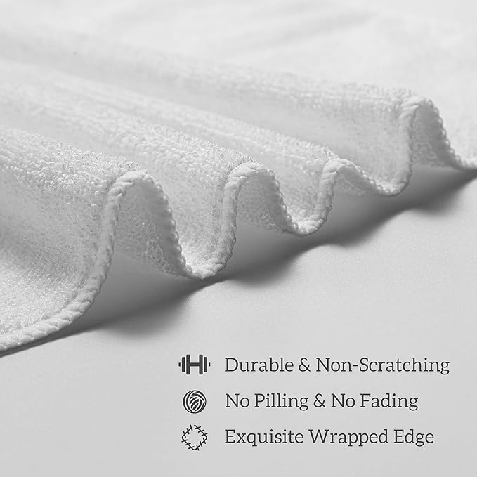 CARTMAN 14 x 14 Inch, 90 Pack, 280GSM Microfiber Cleaning Cloths, Non-Abrasive, Reusable and Washable, All Purpose Cleaning Towels for Household, Car Washing, Drying & Auto Detailing, White
