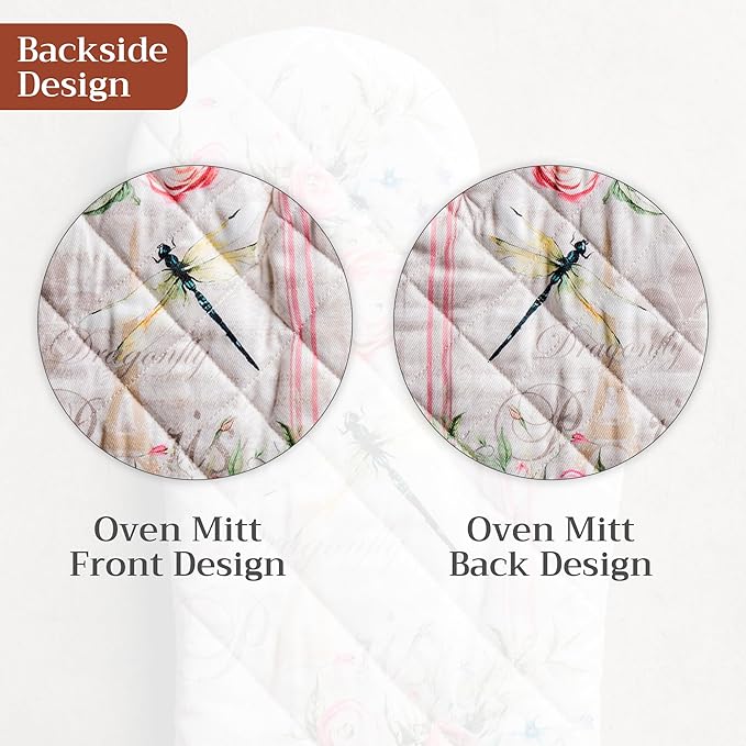 Maison d' Hermine Oven Gloves 100% Cotton Easter Oven Mitt Heat Resistant BBQ Cooking Gloves with Loop for Grilling, Microwave, Barbeque, Champ De Mars Spring/Summer (Oven Mitt (7.5''''x13''''))