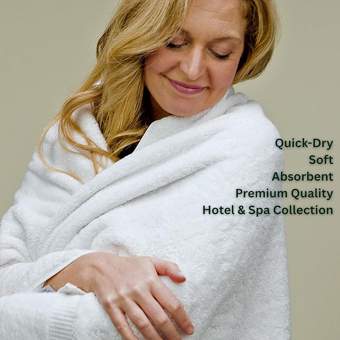 SALBAKOS 100% Turkish Cotton Bathroom Towel Set of 6 White | Premium Quality Turkish Towel Set for Gift | Hotel Collection Bath+Hand+Washcloth Towel Sets | Made in Turkey (White, 6 Piece Towel Set)