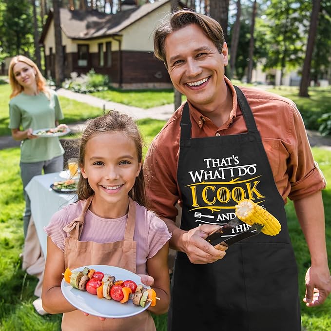 Grilling Aprons for Men,Cnavas Corss Back with Large Pockets Adjustable Chef Aprons, Funny Gifts for Men