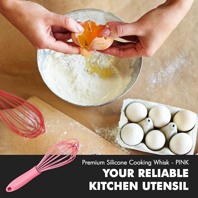 Chef Craft Premium Silicone Wire Cooking Whisk, 10.5 inch, Pink