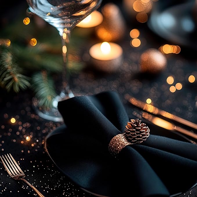 Wealuxe [24 Pack, Black] 100% Polyester Soft Durable Washable Cloth Table Napkins 17 x 17 Inch Great for Restaurants, Dinners and Parties