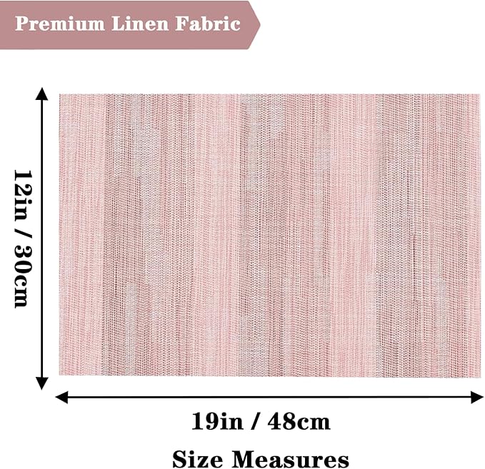 Misty Rose Placemats Set of 2 - Heat Resistant Non-Slip Place mats for Dining Table, Washable Durable PVC Vinyl Woven Table Mats (Misty Rose, 2)