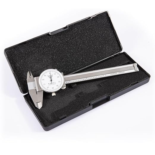 PEC Dial Caliper 0-4 Inch, Stainless Steel Precision Measuring Tool with Shock-Proof Dial, High Accuracy ±0.001"