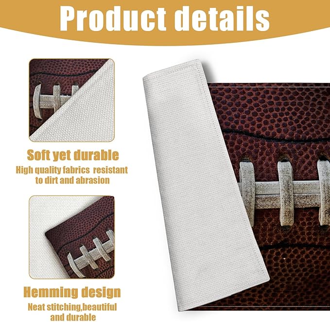 American Football Placemats Set of 6, Sport Ball Lover Linen Place Mat Washable Stain Resistant Table Mats for Farmhouse Kitchen Dining Party Wedding Decor 12x18 Inch