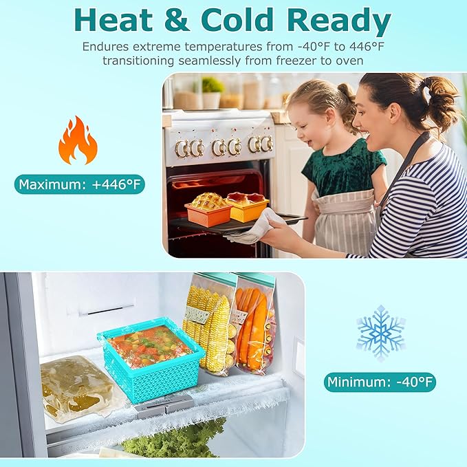 Silicone Freezer Molds for Soup Cube - 2-Cup Freezer Storage Container Tray with Lid,4 Pack Stackable Ice Cube Trays for Portion Control,Food Storage & Meal Prep (Lake Blue+Dark Gray+Orange+Yellow)