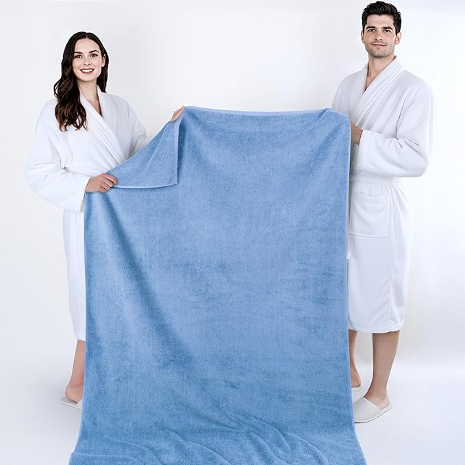 Cotton Paradise, 100% Cotton 40x80 Oversized Bath Sheet, Extra Large Turkish Bath Towels for Bathroom, Sky Blue Bathsheet