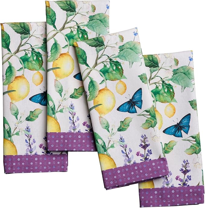 Maison d' Hermine Cloth Napkins Set of 4 100% Cotton Everyday Reusable Square Napkins Cloth Washable Dinner Party Wedding Restaurant Gifts for Mothers Day Spring/Summer (Sivergue, 18" x 18")