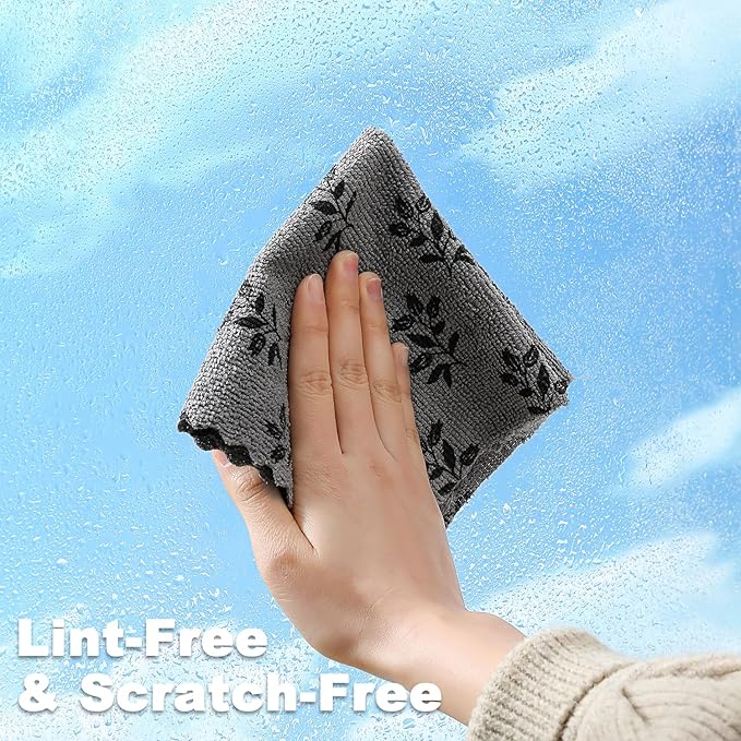Microfiber Cleaning Cloth Roll,80 Pack Cleaning Towels,Lint Free Rags Paper Towels & Tear Away Reusable Towels,Washable Shop Rags Floral Wipe Cloth,Wash Cloths Dish Rags for Car Kitchen Window