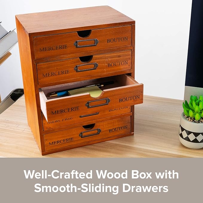 Vintage 5-Drawer Wooden Desk Organizer - Craft Storage - Rustic Shelf Drawer - Home Bedazzling, Rhinestone Organizers and Accessories - Embroidery Floss - Apothecary Cabinet, Art Storage I Stackable