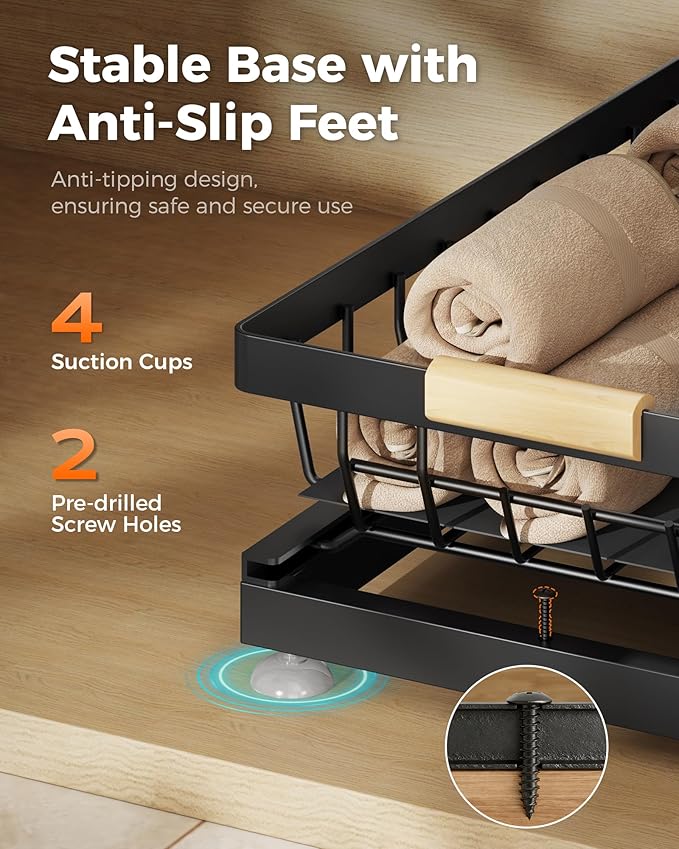 Sevenblue 3 Pack Under Sink Organizer, Height Adjustable 2 Tier Pull-Out Metal Under Kitchen Sink Organizer, Multi-Purpose Storage Shelves for Kitchen Bathroom Cabinet (Black)
