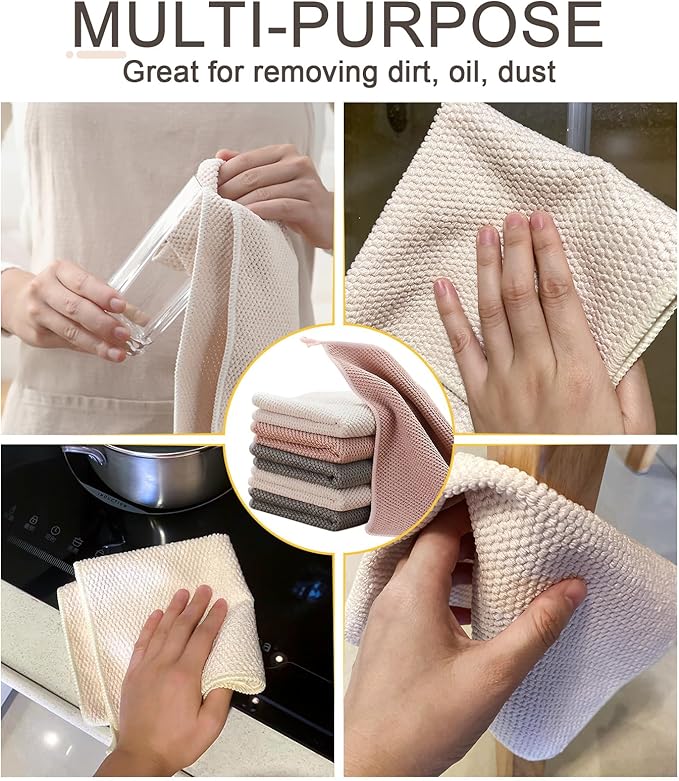 K&janet6am Dish Cloths for Washing Dishes, 12 Pack Kitchen Dish Cloths, Super Absorbent Microfiber Cleaning Cloth, Premium Waffle Dish Towels for Kitchen, 12x12 Inches