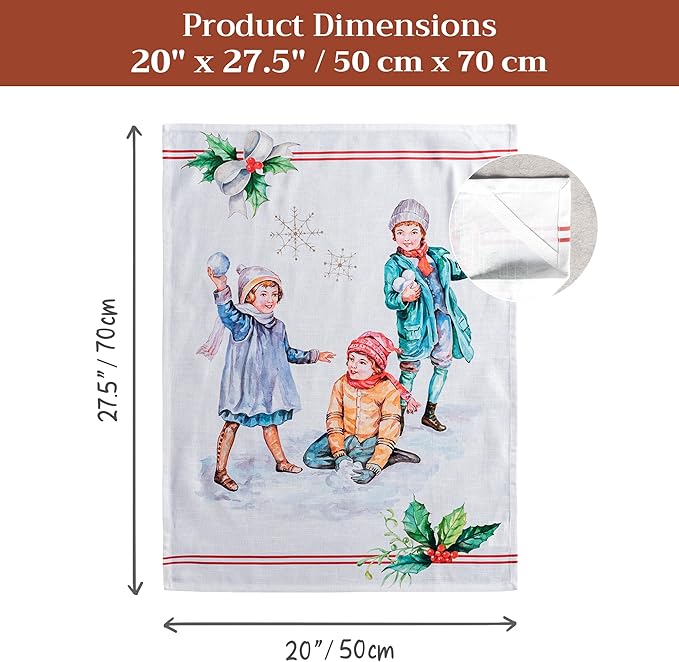 Maison d' Hermine Kitchen Towels Set of 3 100% Cotton 20" x 27.5" Reusable Cloth Tea Dish Towels Absorbent with Hanging Loop for Kitchen Dining Thanksgiving Christmas Decorations (Chromo)