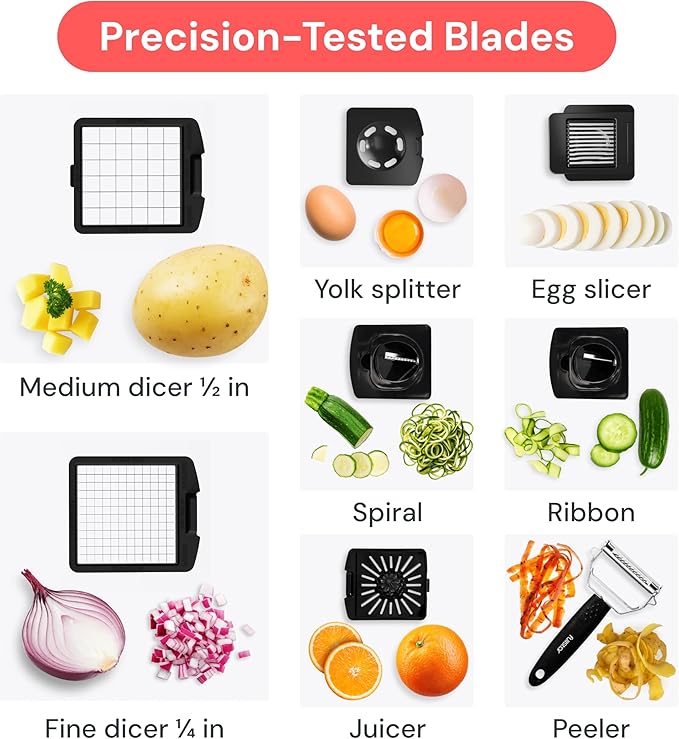 Fullstar The Original Pro Chopper - Vegetable Chopper and Spiralizer, Food Chopper with Container, Fruit Slicer, Kitchen Gadgets & Gifts, Home Essentials (9 in 1, SS Black)