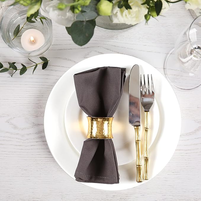 Hemmed Edge Cloth Dinner Napkins Set of 12 18x18 Inches - Charcoal, Soft Spring Basket Décor Dinning Table Linen Napkin Ideal for Kitchen, Easter, Wedding | Decorative Washable Banquet Event Napkin