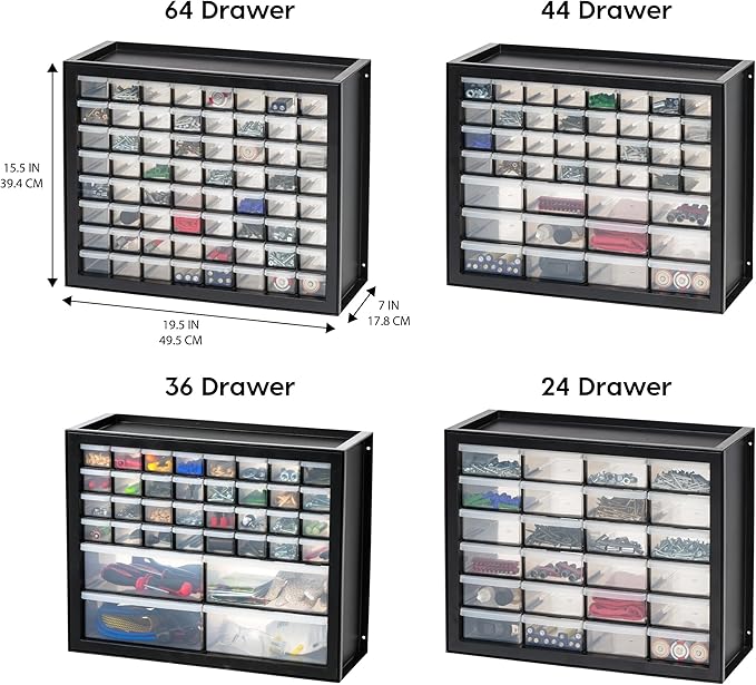 IRIS USA Small Parts Storage Cabinet, Made in USA, 36-Drawer Organizer for Hardware, Electronics, Screws, Nuts & Bolts, Beads, Craft Supplies, Teacher Toolbox, Garage & Workshop Storage – Black