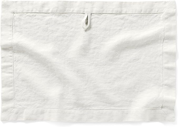 Linoto Linen Hand Towel, Soft and Quick-Drying Kitchen Towel, Basket Weave Design, Premium Quality for Daily Use, 25 x 22, Oyster