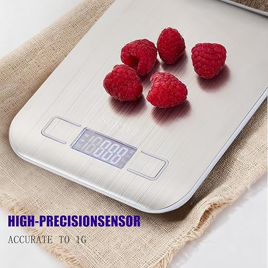 Food Kitchen Scale High-Precision Digital Scale Accurate Weighing for Baking & Cooking Enthusiasts(Silvery & White)