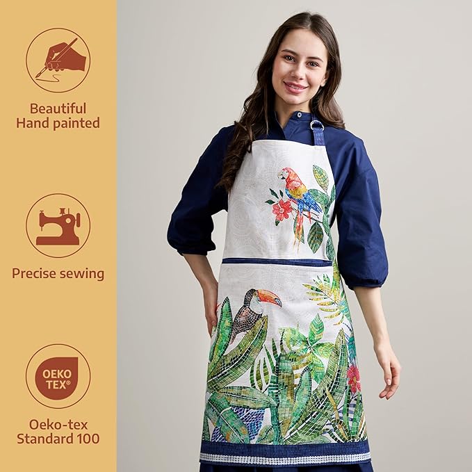 Maison d' Hermine 100% Cotton Apron for women with Pocket Kitchen Chef Apron for Men Cooking Mothers Day Gifts