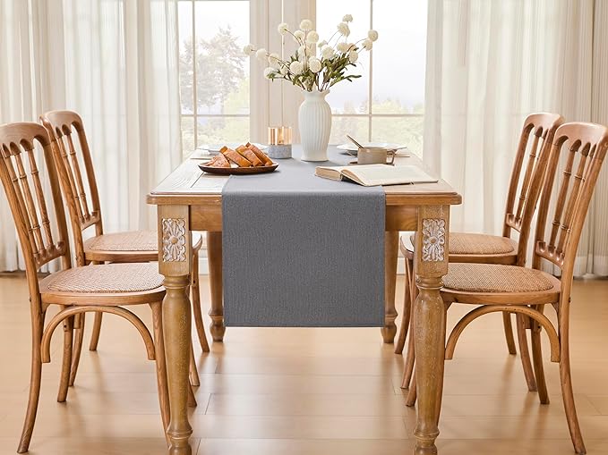 YATOJUZI Dark Grey Table Runner Seasonal Summer Kitchen Dining Coffee Table Decoration 72 Inches Long Waterproof Neutral Farmhouse Rustic Table Runner Neutral Home Wedding Party Decor 16x72Inch