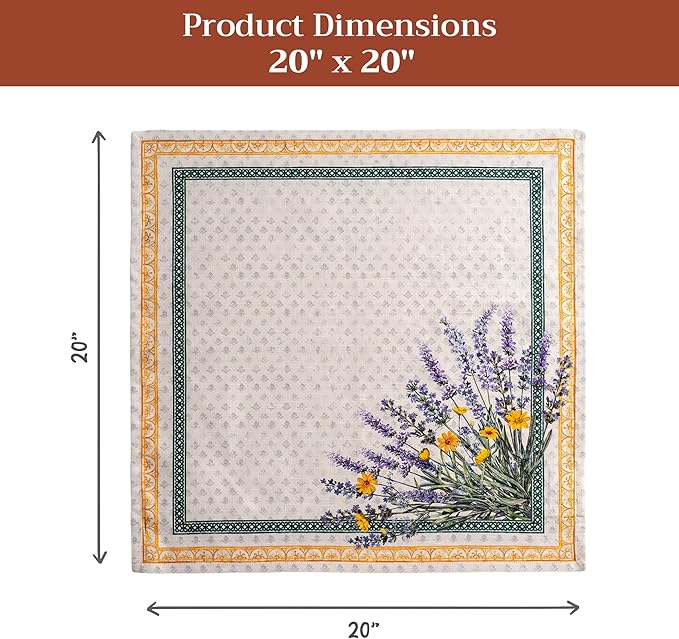 Maison d' Hermine Cloth Napkins Set of 4 100% Cotton Everyday Reusable Square Napkins Cloth Washable Dinner Party Wedding Restaurant Gifts for Mothers Day Spring/Summer(Fanny Lavender, 20" x 20")