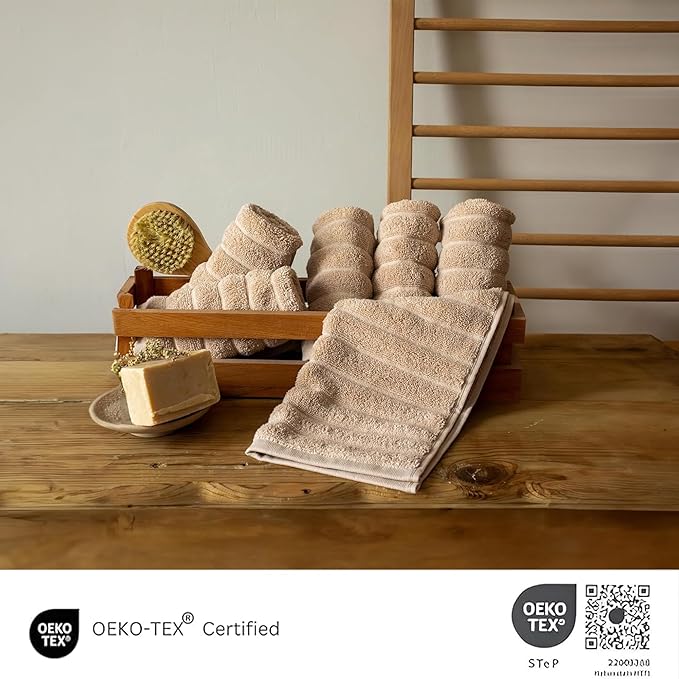 Classic Turkish Towels CTT Luxurious 100% Turkish Cotton Washcloths 6 Pack, Highly Absorbent & Quick Dry, Face Towels Wash Cloths for Hotel, Spa & Gym | 13"x13" (Almond Beige)