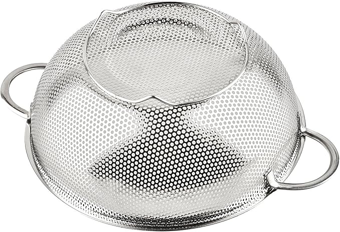 3-Piece Stainless Steel Mesh Micro-Perforated Strainer Colander Set (1-Quart, 2.5-Quart and 4.5-Quart)