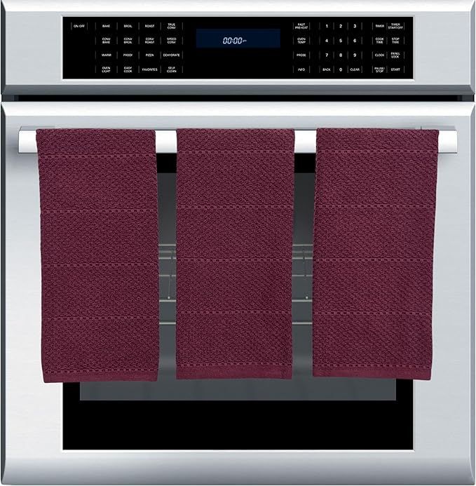 Serafina Home Purple Burgundy Wine Kitchen Hand Dish Towels: Oversized 28" x 18",100% Cotton Cloth Soft Cleaning Drying Absorbent Textured Design, Set of 3 Multipurpose for Everyday Use (Wine)