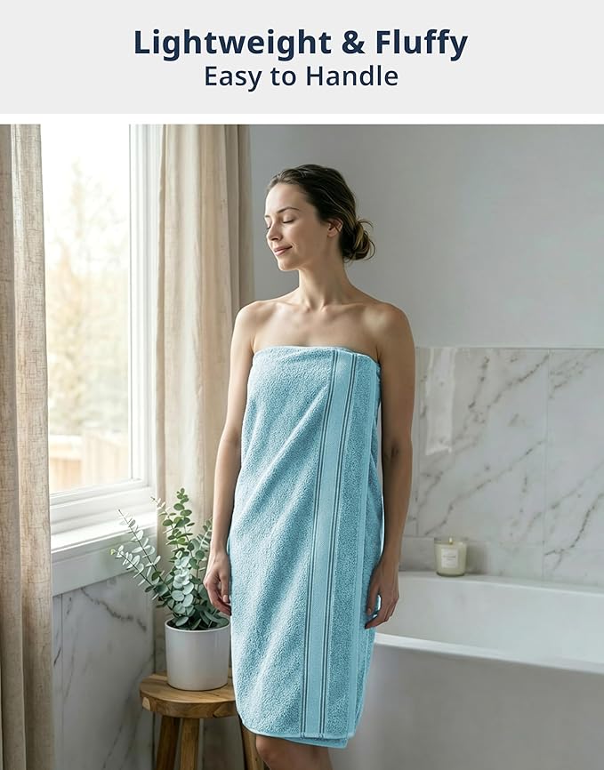 LANE LINEN Towel Sets for Bathroom - 18-Pack Zero Twist 100% Cotton Towels, 6 Bath, 6 Hand & 6 Washcloths, Soft & Highly Absorbent, Premium Hotel & Spa-Quality Design, Easy To wash - Blue
