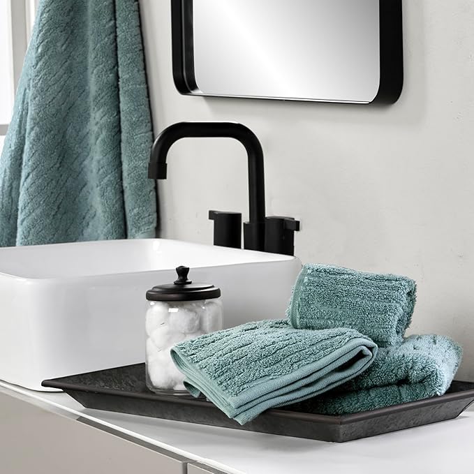 SKL Home CloudSoft Cotton Luxury 4 Pc Wash Set for Bath & Gift, Teal
