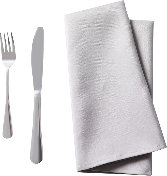 Bailarina Cloth Napkins Set of 40,17x17 inches Dinner Napkins Cloth Washable,Polyester Square Table Cloth Napkin Bulk with Hemmed Edges Ideal for Banquets, Parties and Weddings-Silver