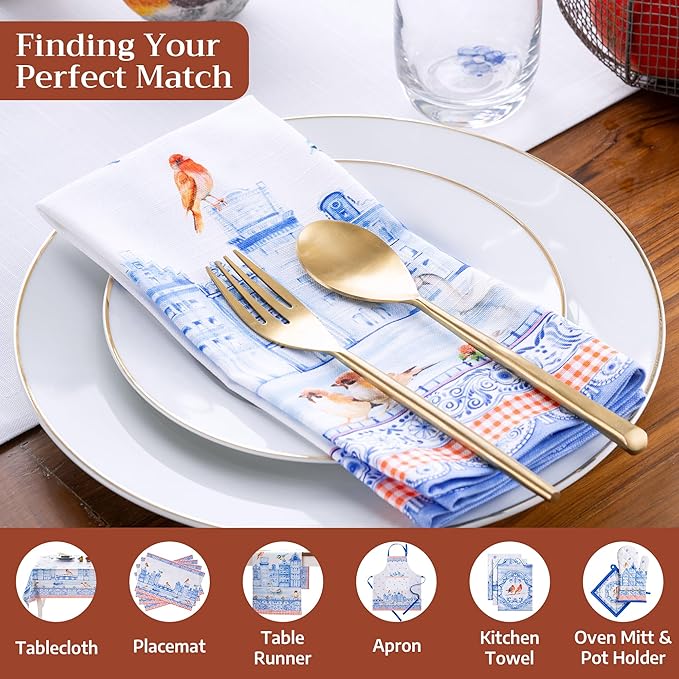Maison d' Hermine Cloth Napkins Set of 4 100% Cotton Everyday Reusable Square Napkins Cloth Washable Dinner Wedding Restaurant Gifts for Mothers Day Spring/Summer (Amsterdam Canals, 20" x 20")