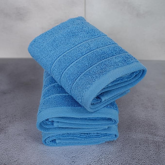 Tens Towels Pack of 6 Hand Towels, 100% Cotton, Lighter Weight, Quick to Dry, 16 x 28 Inches, Super Soft & Absorbent, Perfect for Bathroom & Kitchen, Blue
