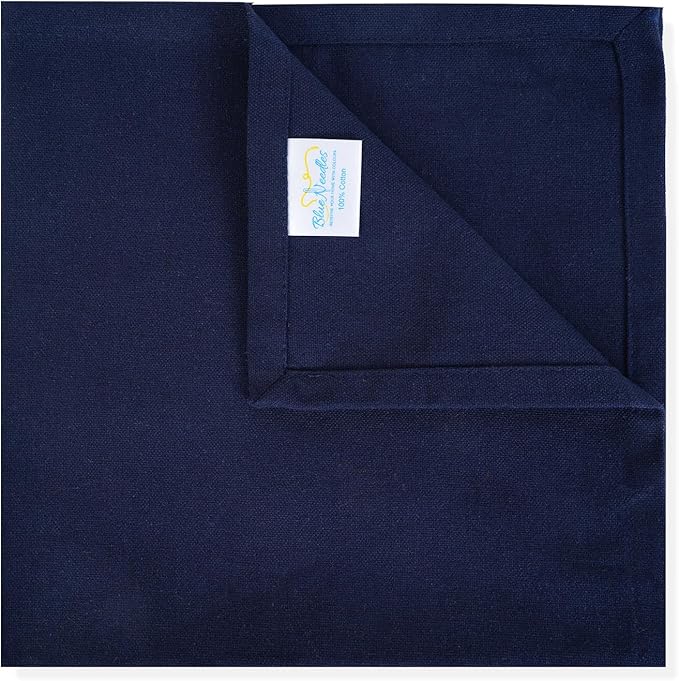 Blue Needles Solid Cloth Napkins Set of 6 Navy Blue 100% Cotton Dinner Napkins 18x18 inches - Soft, Reusable, Absorbent & Washable Linen, Ideal for Spring Summer Easter Events Parties & Everyday Use