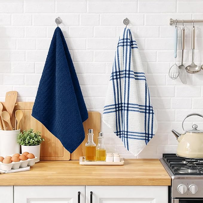 RIVERSIDE Pack of 12 Premium Kitchen Towels 16 x 26 Inches, 100% Cotton Kitchen Hand Towels, Super Soft and Highly Absorbent Dish Towels for Kitchen (Blue Opal)